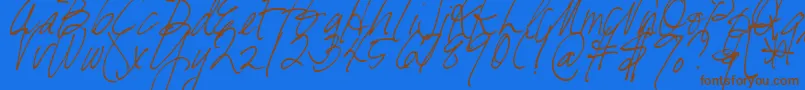 DjbFreshStart-Schriftart – Braune Schriften auf blauem Hintergrund
