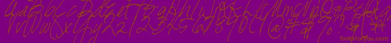DjbFreshStart-Schriftart – Braune Schriften auf violettem Hintergrund