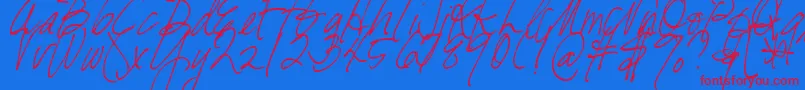 DjbFreshStart-Schriftart – Rote Schriften auf blauem Hintergrund