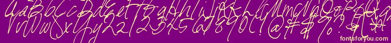 DjbFreshStart-Schriftart – Gelbe Schriften auf violettem Hintergrund