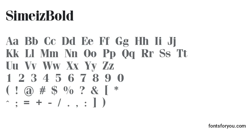 Шрифт SimeizBold – алфавит, цифры, специальные символы