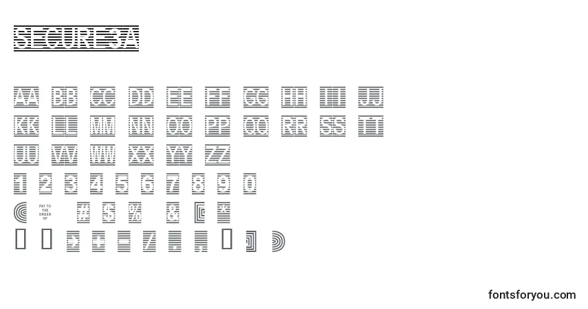 Czcionka Secure3a – alfabet, cyfry, specjalne znaki