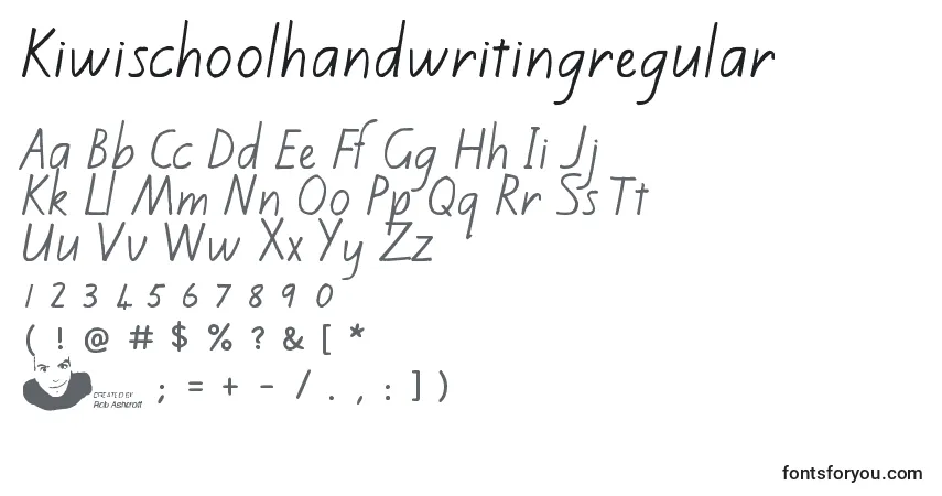 A fonte Kiwischoolhandwritingregular – alfabeto, números, caracteres especiais