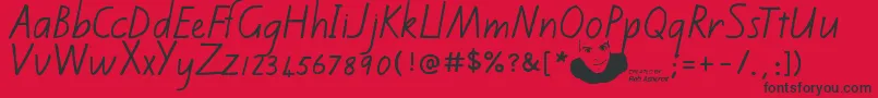 Czcionka Kiwischoolhandwritingregular – czarne czcionki na czerwonym tle