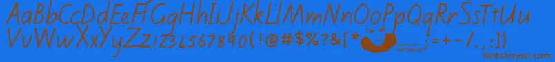 Kiwischoolhandwritingregular Font – Brown Fonts on Blue Background
