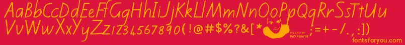 Kiwischoolhandwritingregular Font – Orange Fonts on Red Background