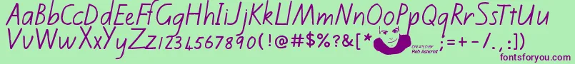 Kiwischoolhandwritingregular Font – Purple Fonts on Green Background