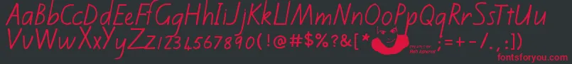 Kiwischoolhandwritingregular Font – Red Fonts on Black Background