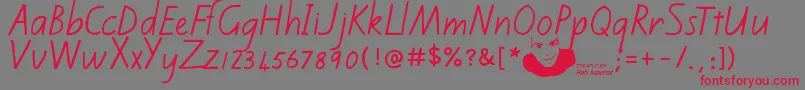 Kiwischoolhandwritingregular Font – Red Fonts on Gray Background