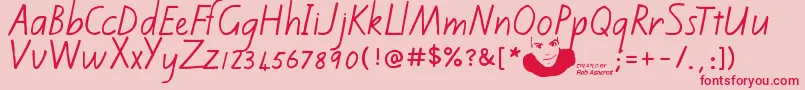 Kiwischoolhandwritingregular-Schriftart – Rote Schriften auf rosa Hintergrund