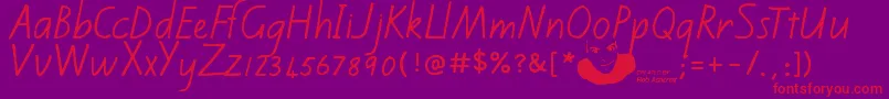 フォントKiwischoolhandwritingregular – 紫の背景に赤い文字