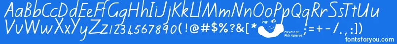 Шрифт Kiwischoolhandwritingregular – белые шрифты на синем фоне