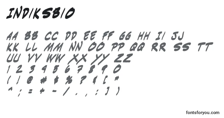 Czcionka Indiksbi0 – alfabet, cyfry, specjalne znaki