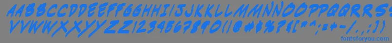 フォントIndiksbi0 – 灰色の背景に青い文字