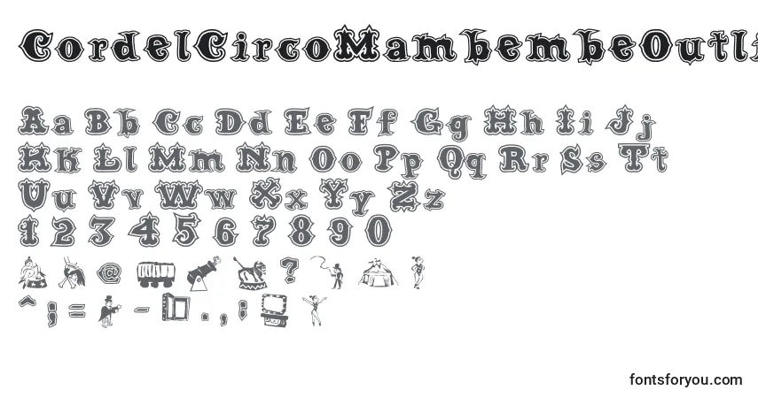 A fonte CordelCircoMambembeOutline – alfabeto, números, caracteres especiais
