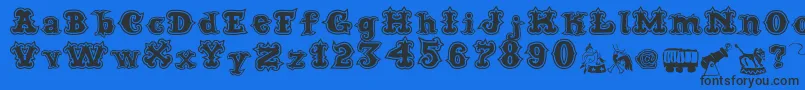 Шрифт CordelCircoMambembeOutline – чёрные шрифты на синем фоне