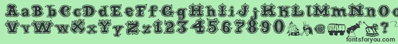 フォントCordelCircoMambembeOutline – 緑の背景に黒い文字