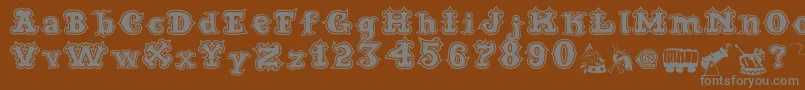 フォントCordelCircoMambembeOutline – 茶色の背景に灰色の文字