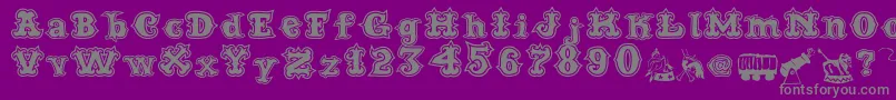 フォントCordelCircoMambembeOutline – 紫の背景に灰色の文字