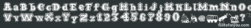CordelCircoMambembeOutline-fontti – valkoiset fontit mustalla taustalla