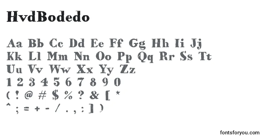 Czcionka HvdBodedo – alfabet, cyfry, specjalne znaki