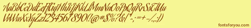 Aguafinascript Font – Brown Fonts on Yellow Background