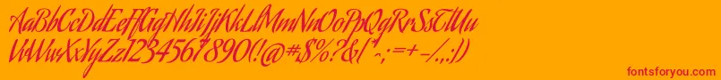 Aguafinascript-Schriftart – Rote Schriften auf orangefarbenem Hintergrund