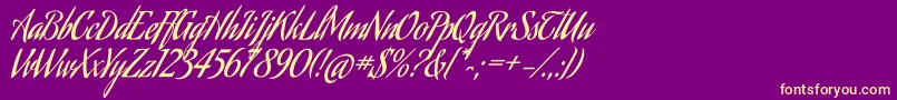 Aguafinascript Font – Yellow Fonts on Purple Background