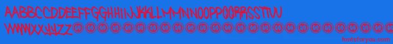 SniffinpaintRegular Font – Red Fonts on Blue Background