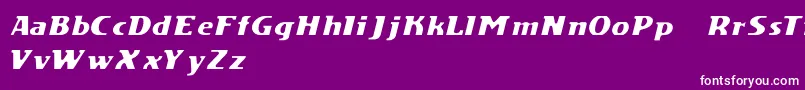 DsMotionDemoItalic-fontti – valkoiset fontit violetilla taustalla