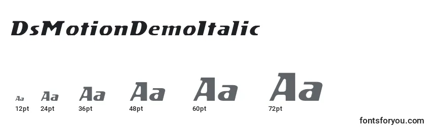 Размеры шрифта DsMotionDemoItalic