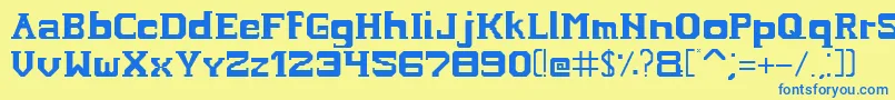 Fonte Hardcopyfont – fontes azuis em um fundo amarelo