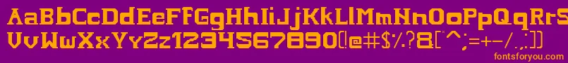 Hardcopyfont-Schriftart – Orangefarbene Schriften auf violettem Hintergrund
