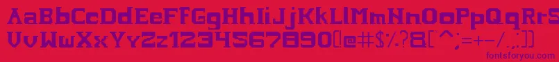 Czcionka Hardcopyfont – fioletowe czcionki na czerwonym tle