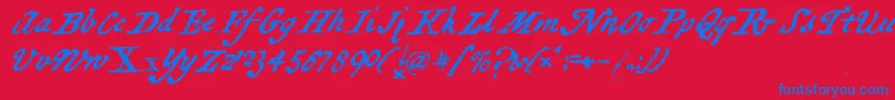 BlackSamsGold-Schriftart – Blaue Schriften auf rotem Hintergrund