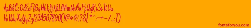 フォントBouffantRegular – オレンジの背景に赤い文字