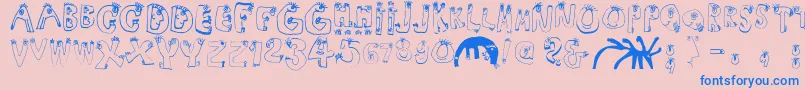 Humanabc Font – Blue Fonts on Pink Background