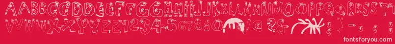 Humanabc Font – Pink Fonts on Red Background