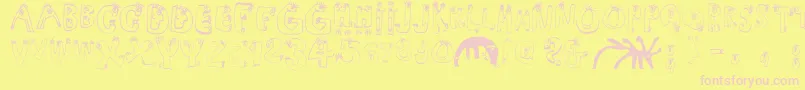 Humanabc Font – Pink Fonts on Yellow Background