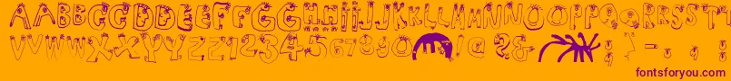 Humanabc Font – Purple Fonts on Orange Background