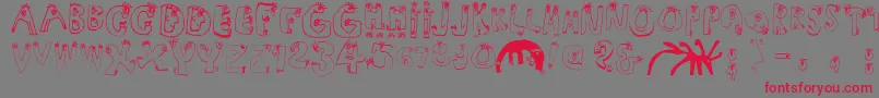 Humanabc Font – Red Fonts on Gray Background