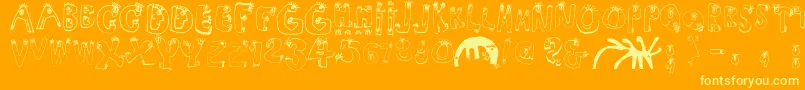 Humanabc Font – Yellow Fonts on Orange Background