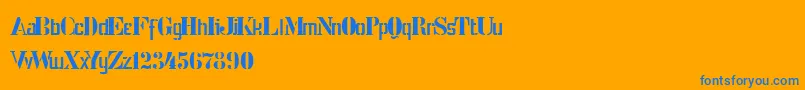 StencilIntellectaLimitedSet-fontti – siniset fontit oranssilla taustalla