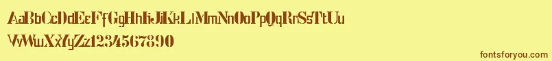 フォントStencilIntellectaLimitedSet – 茶色の文字が黄色の背景にあります。