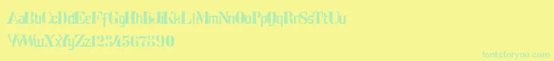 StencilIntellectaLimitedSet-fontti – vihreät fontit keltaisella taustalla
