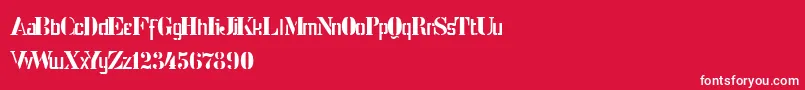 StencilIntellectaLimitedSet-fontti – valkoiset fontit punaisella taustalla