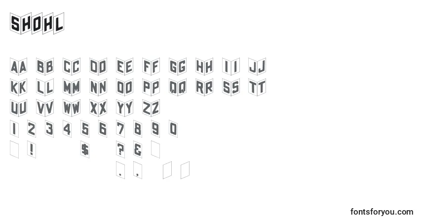 Czcionka Shohl – alfabet, cyfry, specjalne znaki