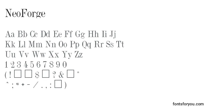 Fuente NeoForge - alfabeto, números, caracteres especiales