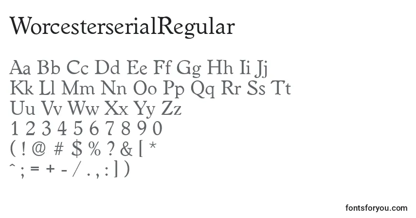 Schriftart WorcesterserialRegular – Alphabet, Zahlen, spezielle Symbole