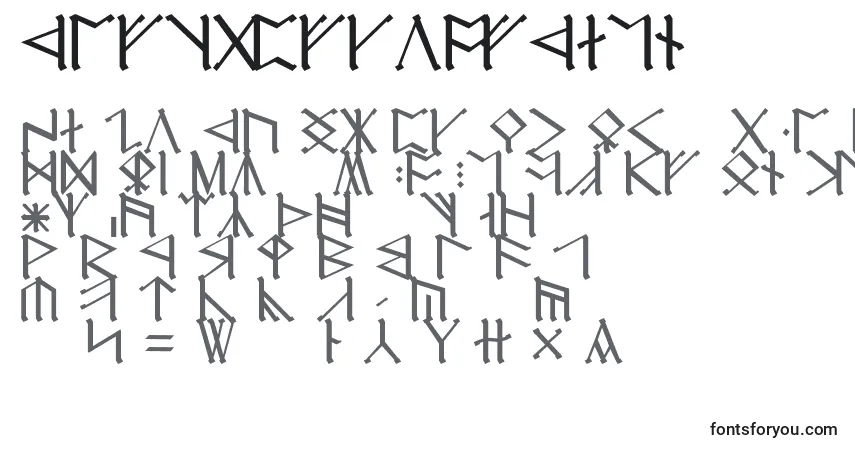 Czcionka CirthEreborCaps – alfabet, cyfry, specjalne znaki